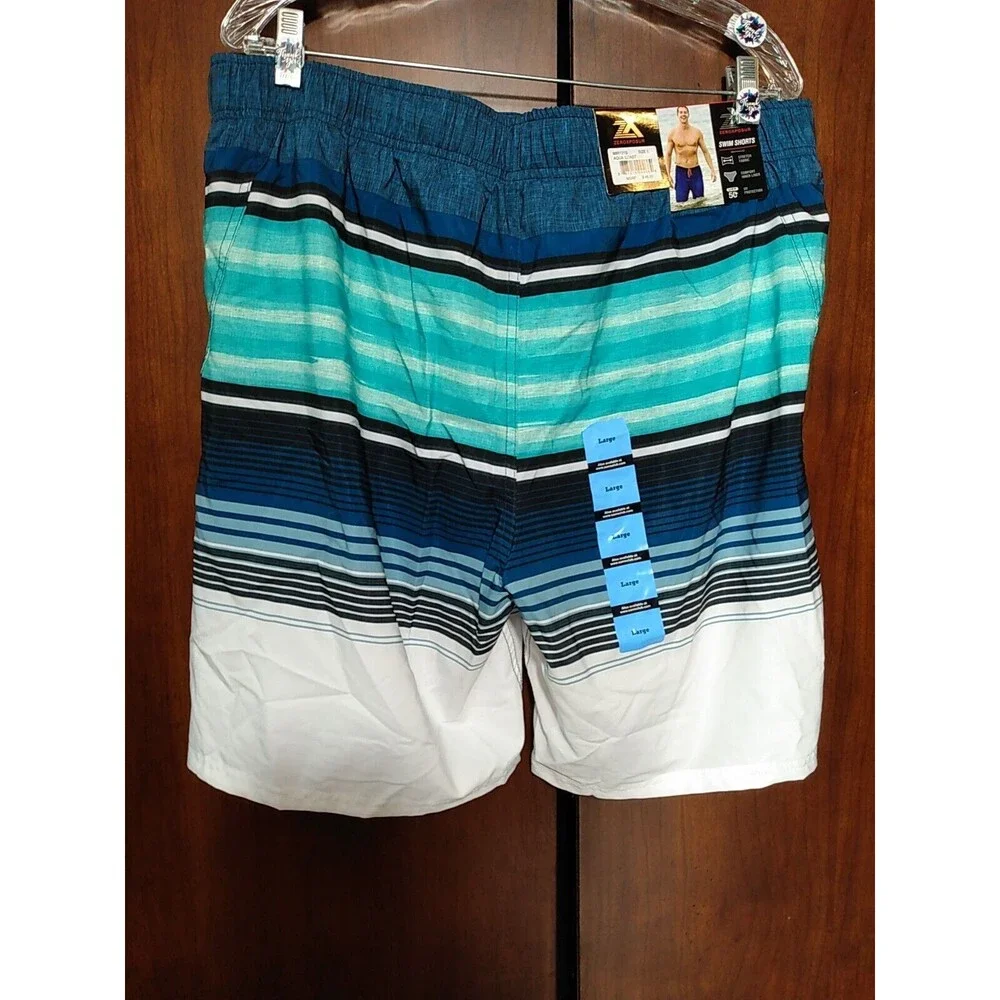 ZeroXposur Men Aqua Coast Stripe Inner Line‎ Uv Swim shorts Size L